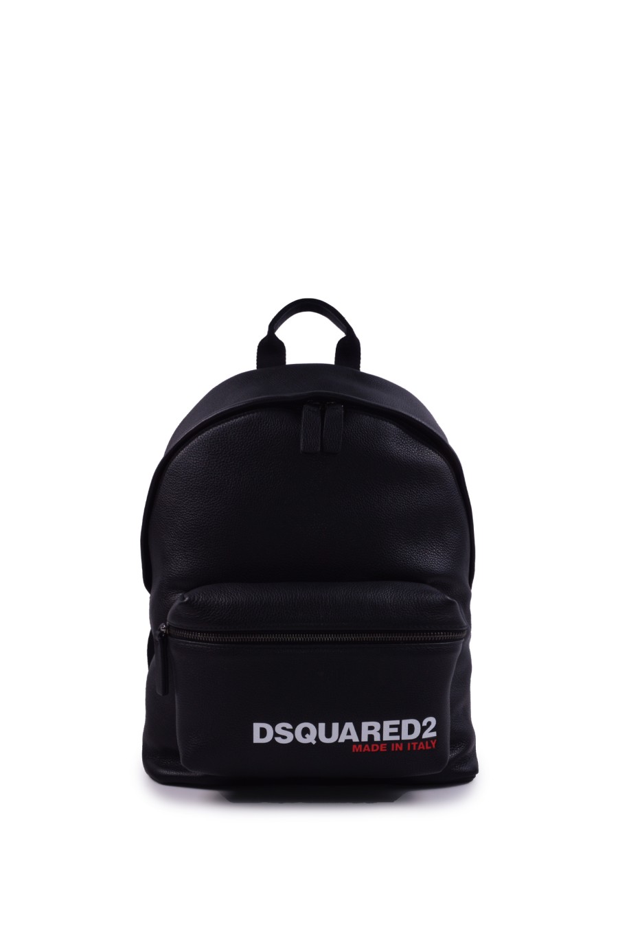 Uomo DSQUARED2 Zaini | Zaino In Pelle Martellata Con Logo Nero