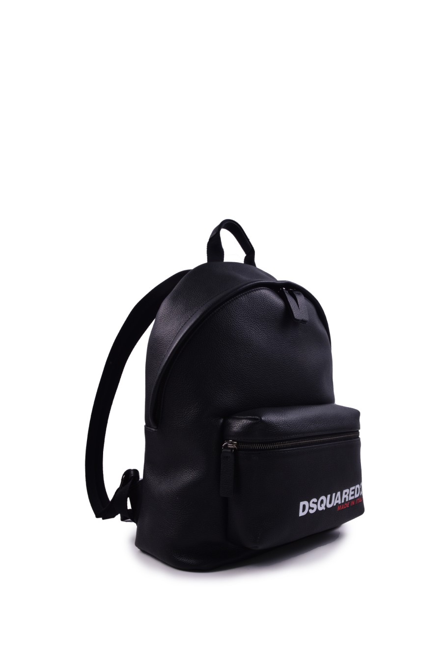 Uomo DSQUARED2 Zaini | Zaino In Pelle Martellata Con Logo Nero